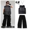 Kids Hip Hop Performance Outfit Set Boys Girls Sleeveless Rhinestone Vest Pants Street Dance Costume