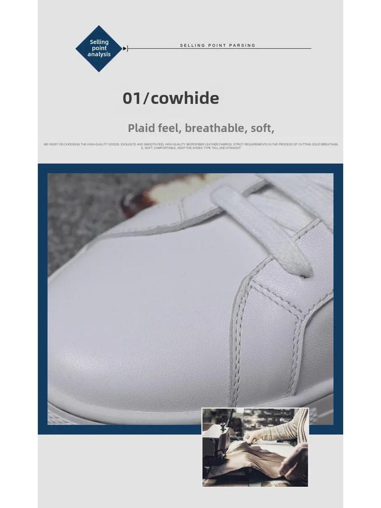 Мужские белые кроссовки в европейском стиле из натуральной кожи — модная повседневная обувь на толстой подошве