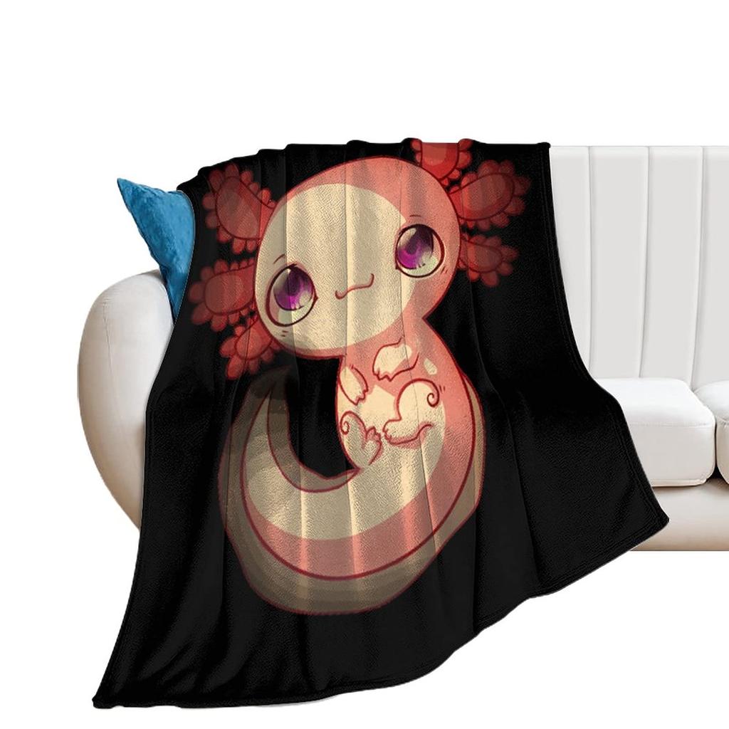 Cartoon Axolotl Blanket Kawaii Ocean Animal Throw Blankets for All Season Seaweed Aquarium Soft Flannel Sofa Blanket for Kids