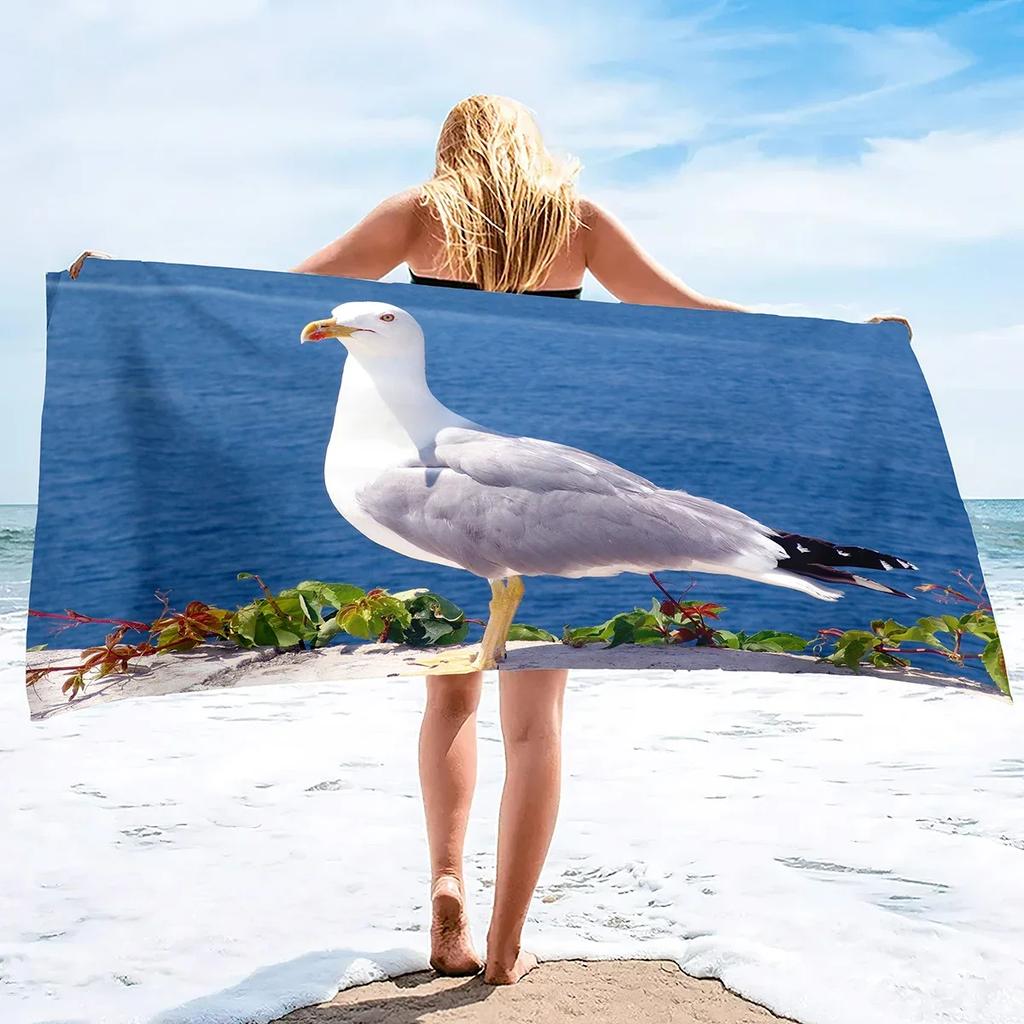Seagull Beach Towel,Microfiber Beach Towel Fast Drying,Sand Free Beach Towel Super Lightweight Towels For Swimming Pool,Camping