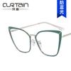 European and American metal cat eye glasses frame new flat mirror plain anti-blue light can be matched with myopia glasses frame