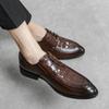 2024 New Casual Derby Shoes for Men Black Fashion Business Men Dress Leather Shoes Crocodile Pattern Wedding Shoes Men Shoes
