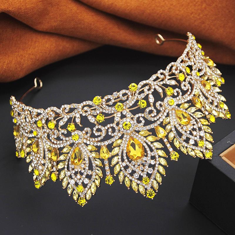 Royal Queen Pageant Crown Big Diadem Bride Tiara Crowns for Women Bridal Wedding Party Crown Hair Dress Jewelry Accessori