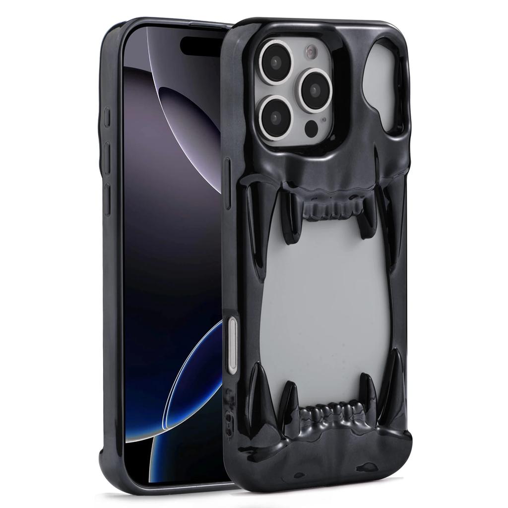 Полый скелет Зуб тигра Трехмерный пластиковый чехол для телефона для IPhone 16E 16 Pro Max 15 14 Plus 13 12 11 Защитная крышка