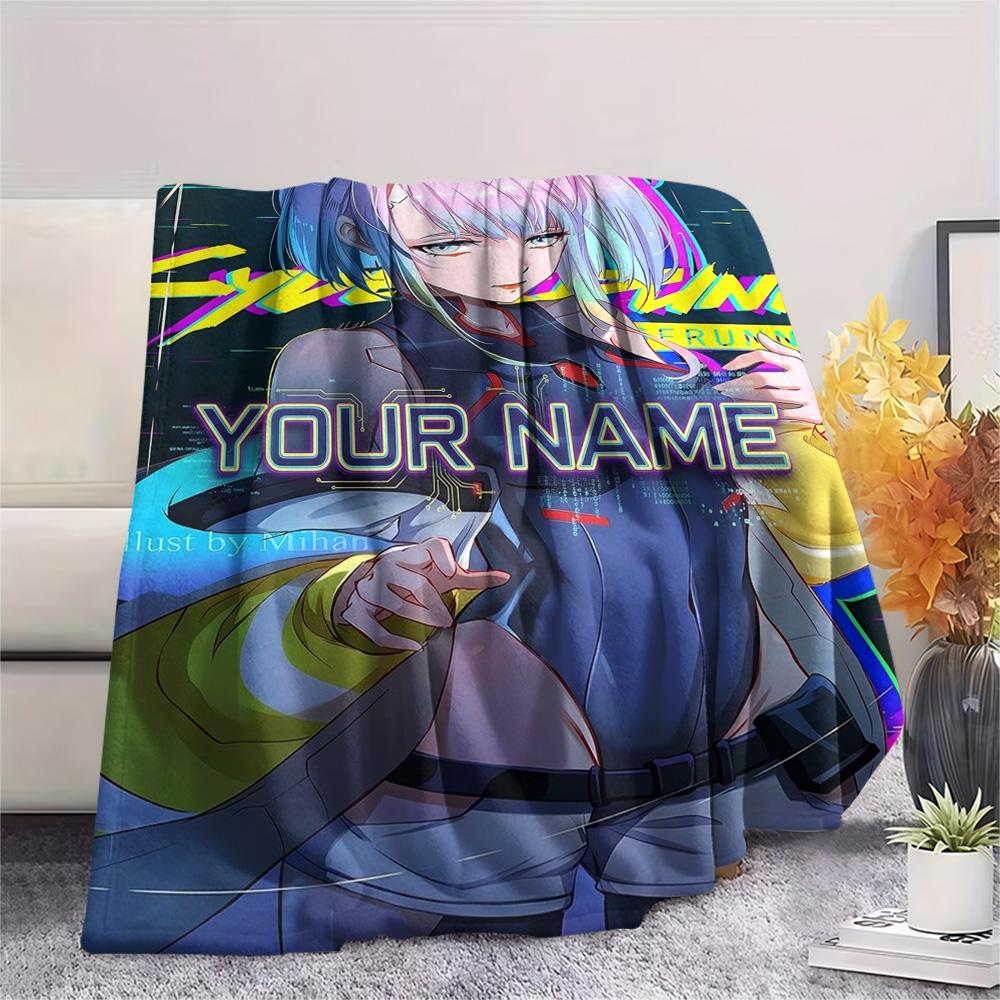 1PC Anime Fusion Custom Name Patterned Flannel Blanket Suitable For All Seasons For Home Decor Warmth And Comfort Gifts Holiday Present