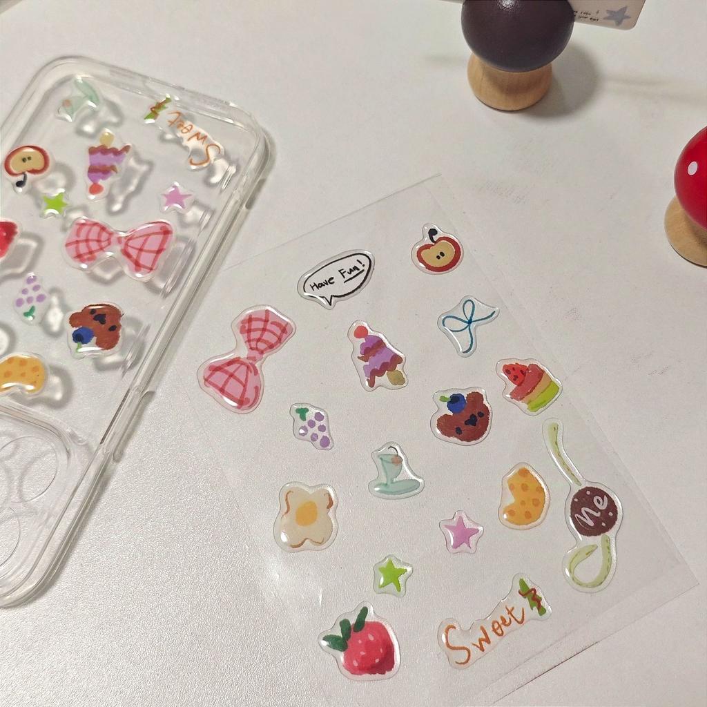 Милый торт пруд желаний 3D рельефная смоляная наклейка чехол для телефона для девочки ноутбук прозрачная желейная наклейка канцелярские товары блокнот DIY украшение