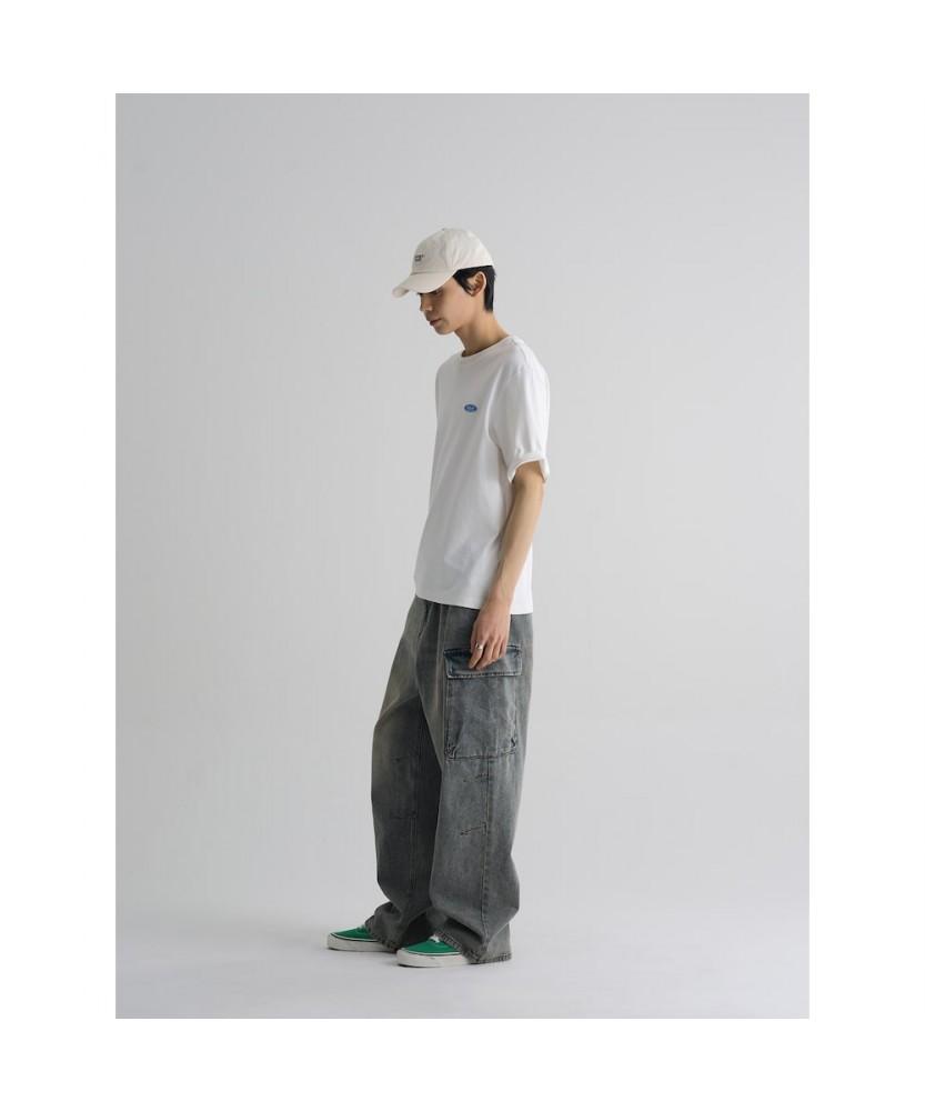 8SECONDS Wide Fit Full Elastic Cargo Denim Pants Blue