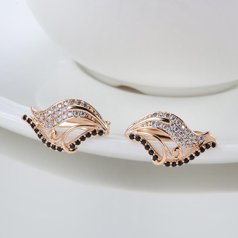 Vintage Hollow Black White Zircon Women Drop Earrings Fashion Gothic Jewelry Gifts