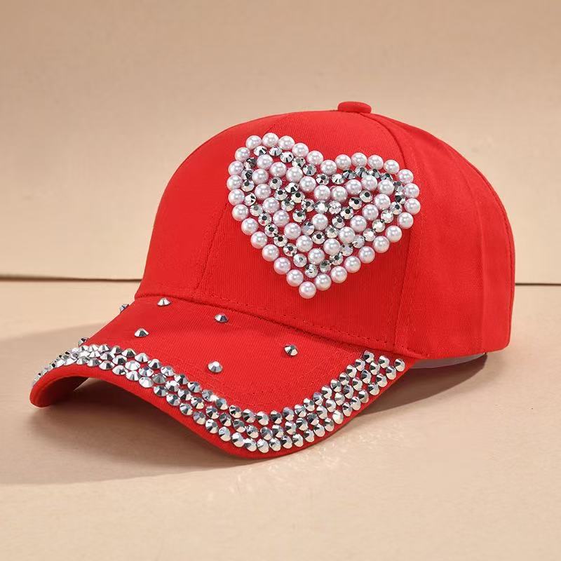 Creative Rivet Pearl Ladies Baseball Cap Tide Face Peaked Cap Four Seasons Outdoor Sunscreen Sun Hat