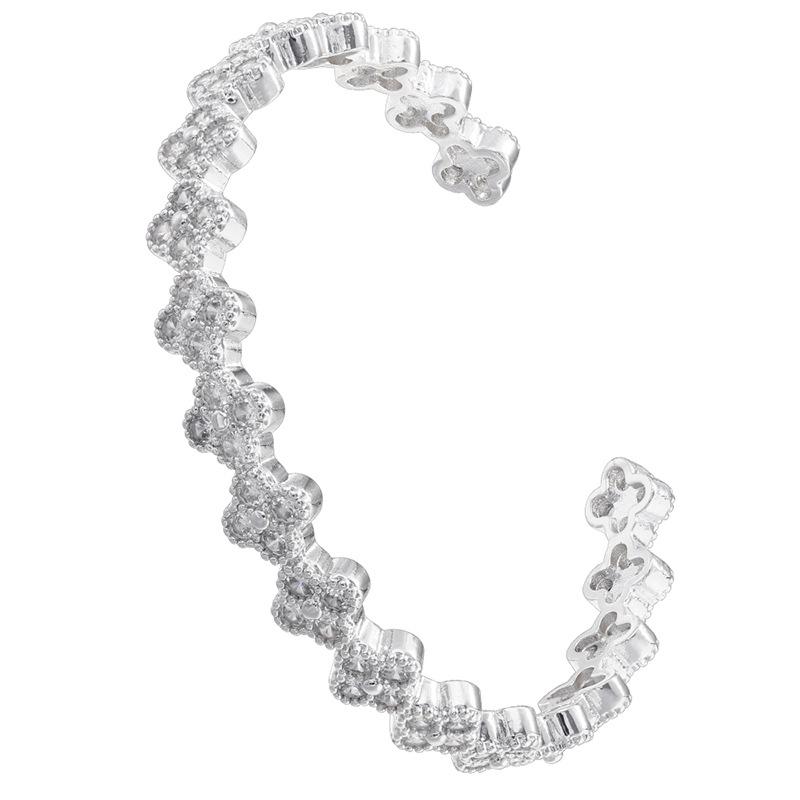 Легкая Роскошь Медь С Цветными Бриллиантами Клевер Открывающийся Регулируемый Браслет Лепесток Цветка Браслет Vl570