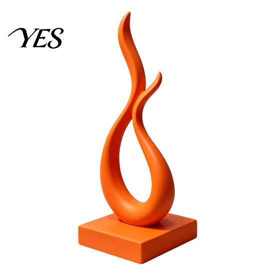 Minimalist Home Decor Accents Abstract Flame Sculpture, 3D Printed Modern Art Statue with Square Base, Decorative Tabletop Ornaments Elegant