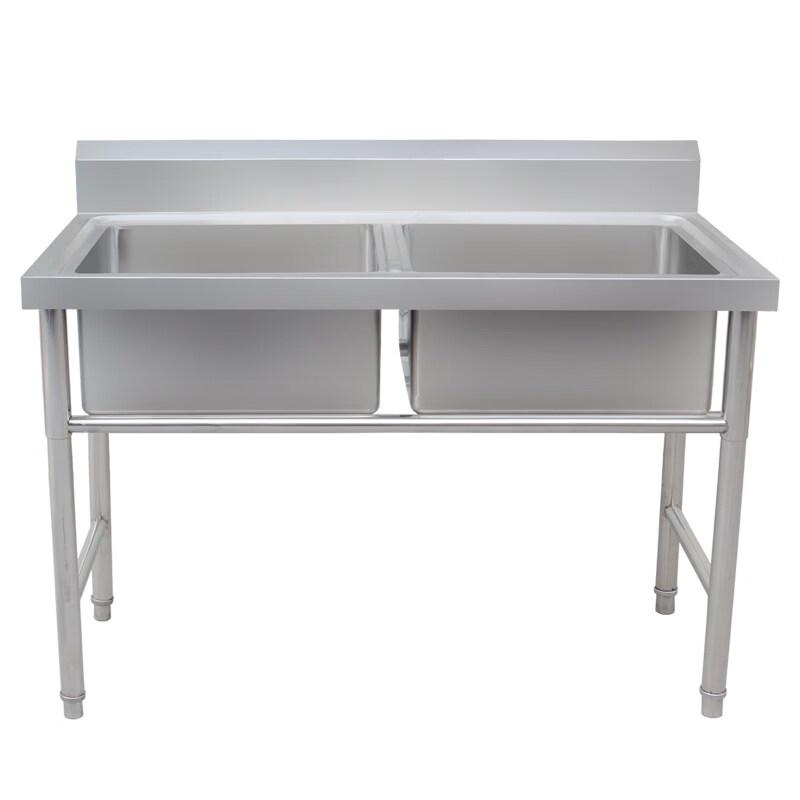 Commercial 304 Stainless Steel Double Sink with Left Platform