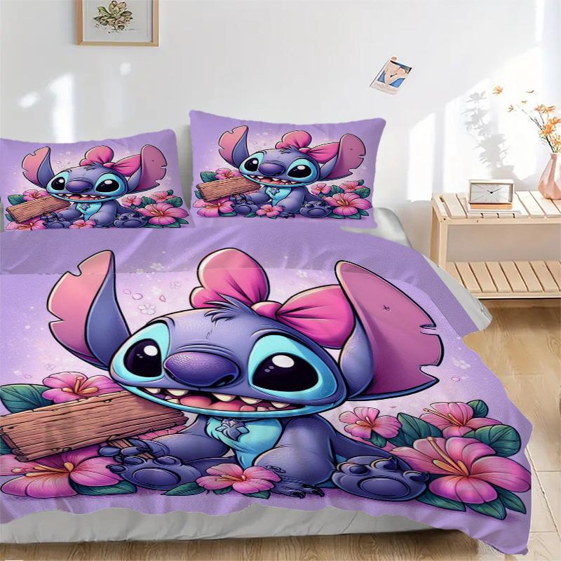 Stitch'S Tropical Adventure Print 3Pcs Bedding Setduvet Cover With 2 Bedropillowcase Home Birthday Gift