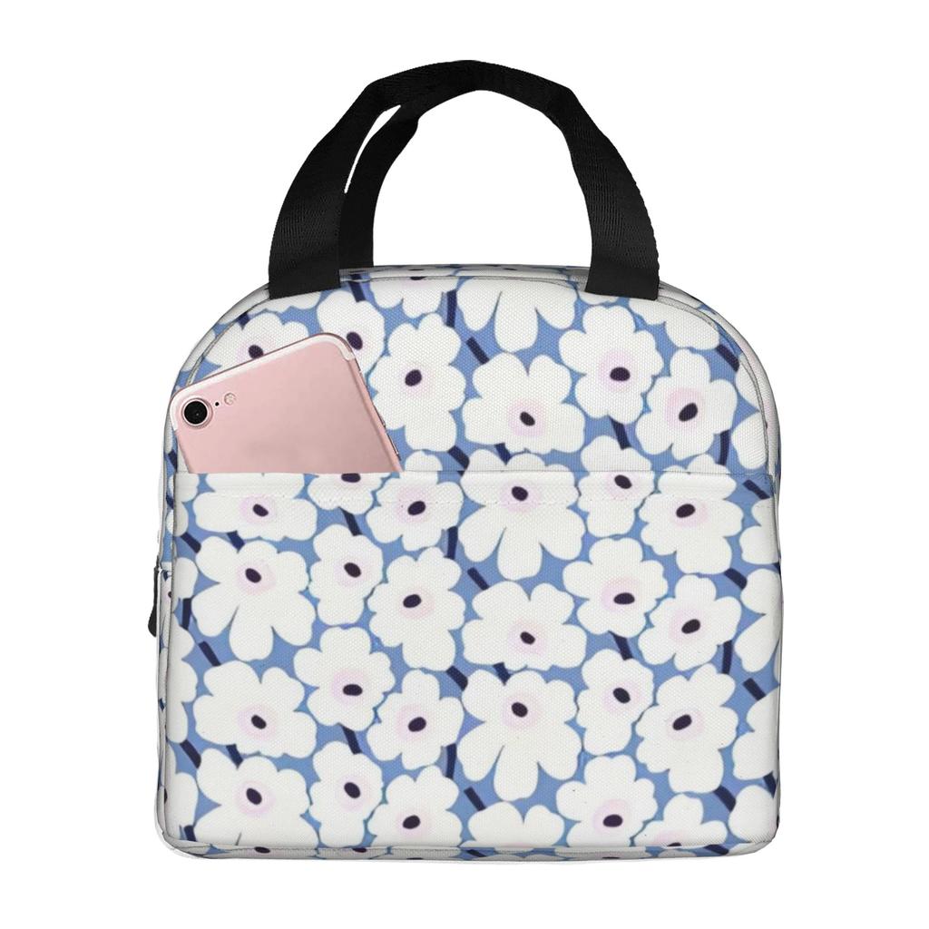 Custom Poppy Flower Insulated Lunch Bags for Women Men Lovely Flowers Portable Cooler Thermal Bento Box Work School Travel