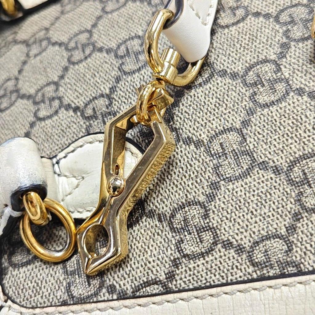 [Pre-Owned] Gucci Horsebit 1955 Mini Top Handle Bag 'GG Supreme/White' - Fair #1BSHVTV