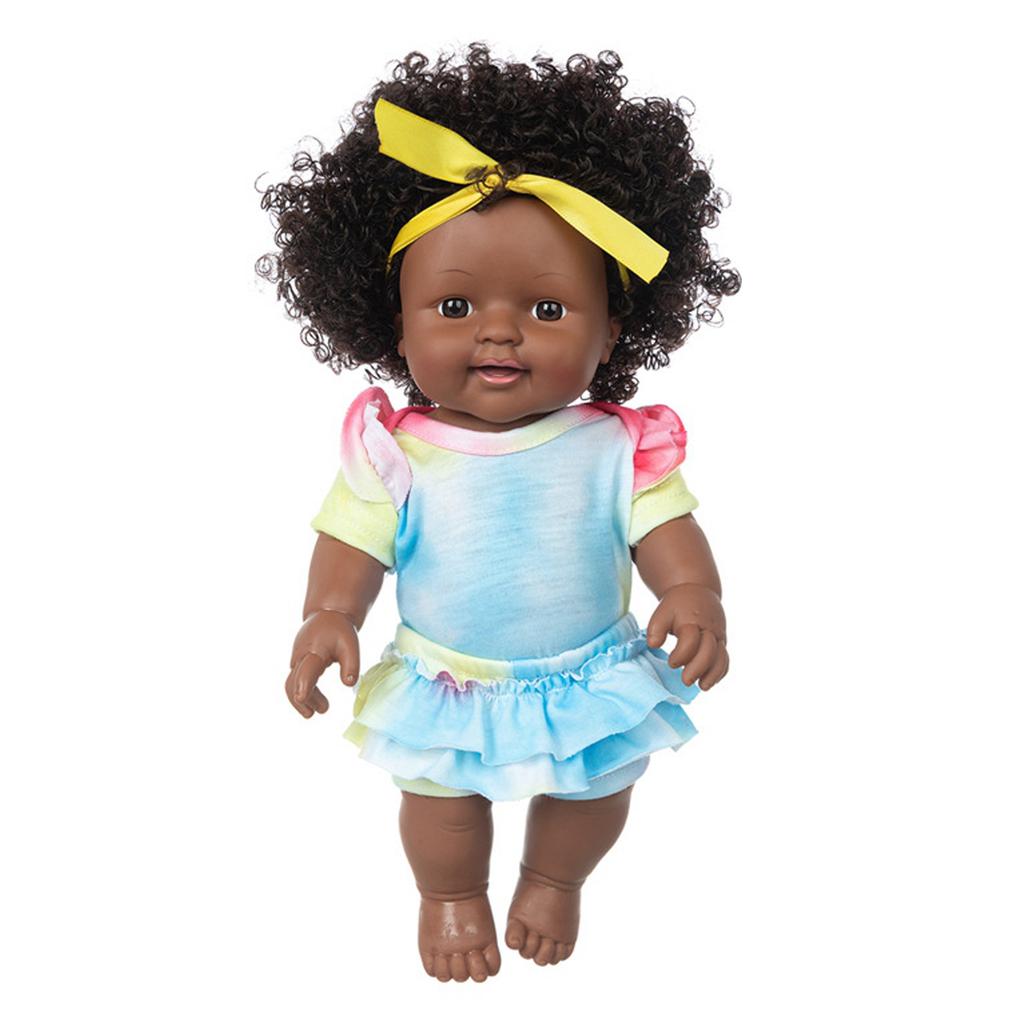 12 Inch Lovely Simulated Black Girl Doll African Baby Doll Kid Toy Birthday Gift