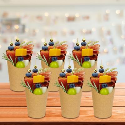 50 шт. одноразовые стаканчики для мясных закусок с 56 шт. этикетками-наклейками 200 шт. бамбуковые шампуры 12 унций крафт-бумажные стаканчики для закусок для картофеля фри для вечеринок