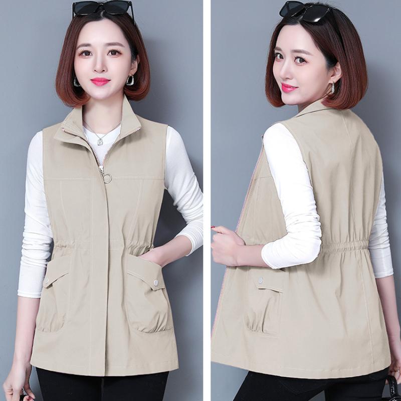Весна-лето, жилет, куртка, женское корейское пальто без рукавов, женский тонкий жилет для мам среднего возраста, повседневные топы, верхняя одежда
