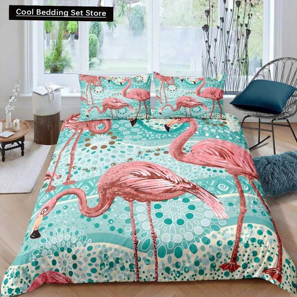 Фламинго пододеяльник комплект постельного белья для девочек цветы тропические животные розовый цветочный полиэстер одеяло покрывало для девочек детей женщин