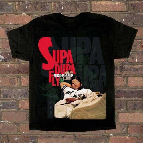 Редкая футболка Missy Elliott Rapper Supa Dupa Fly Черная Унисекс 100% Хлопок Мужские Женские Футболки Топ