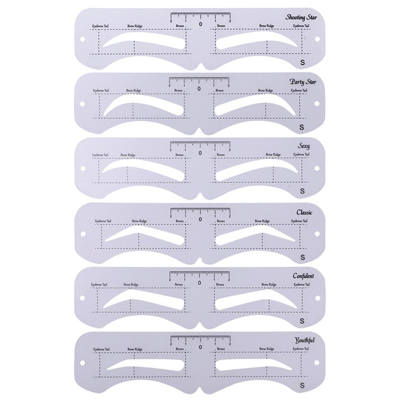6шт многоразовое руководство для рисования бровей, формирователь бровей, шаблон для макияжа, карта