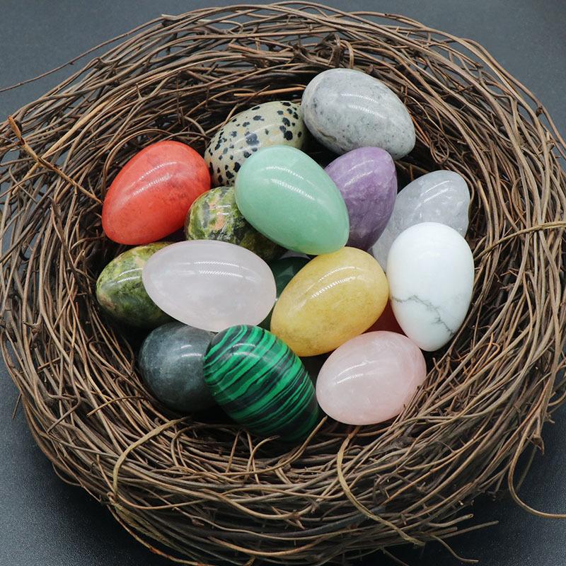 1pcs Egg Shaped 30mm Crystal Jade Small Egg Mining Bird Egg Stone Easter Colored Egg Natural Crystal Stone Gypsum Dropshipping