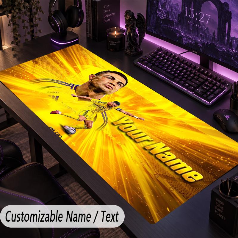 Large Mouse PadCristiano Ronaldo Custom Name Text Personalized Desk Mat Non Slip Gaming Pad