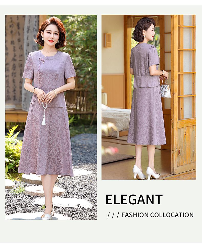 Элегантное летнее платье нового стиля 2025 года для женщин среднего и пожилого возраста: Имитация двухкомпонентного китайского дизайна