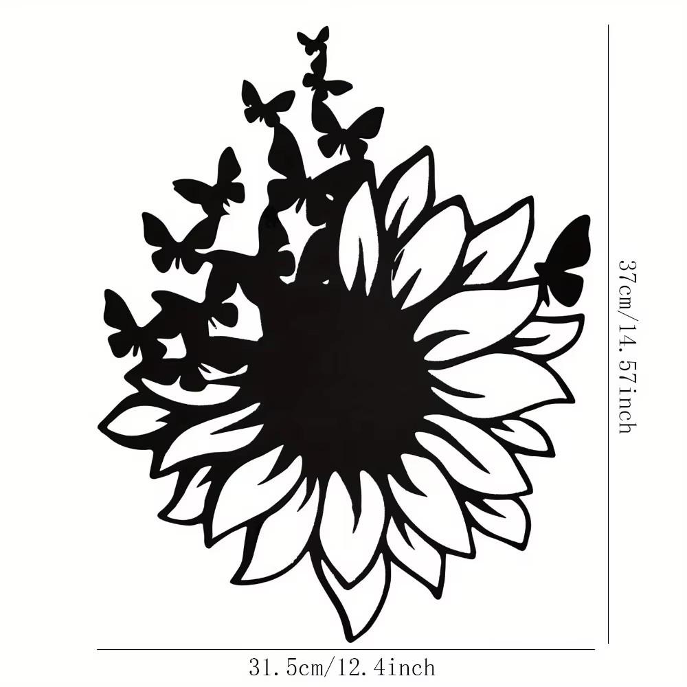 Sunflowers and Butterfly Metal Wall Art - Rust-Proof Wall Sculpture for Garden, Home, Farmhouse, Patio, and Bedroom Décor