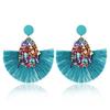 Women Colorful Charm Crystal Glitter Sequins  Dangle Tassel Earrings Fringe Drop Teardrop