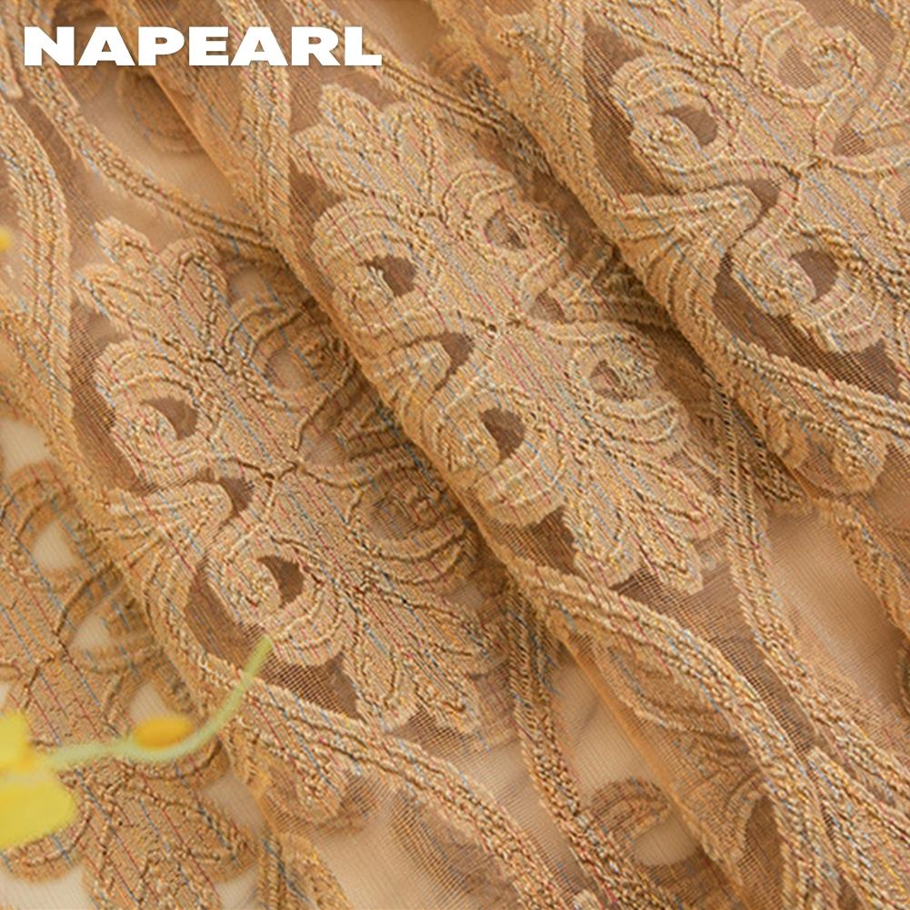 1 шт. NAPEARL, жаккардовые шторы в европейском стиле, коричневые тюлевые шторы для гостиной, спальни, домашний декор