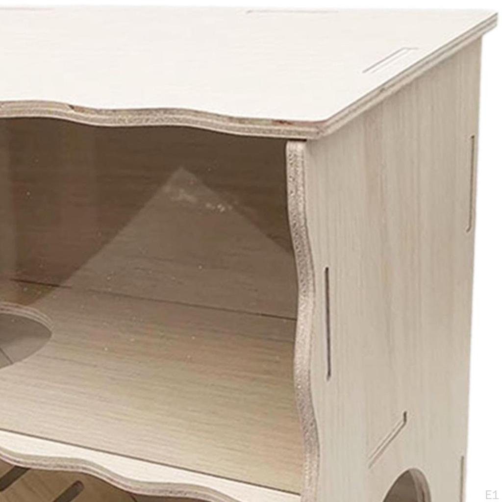 Hamster Hideout Cage, Pets Wooden House with Ladder, Small Animal Habitat