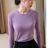Женская базовая рубашка с длинным рукавом, новая женская одежда, однотонная футболка с круглым вырезом и маской, кулон, мягкий восковой внутренний топ