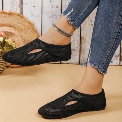 Рыбацкая сетка, тупой носок, плоская подошва, одинарная обувь, женские 2025, лето, новинка, неглубокие, сетчатые, полые, дышащие сандалии