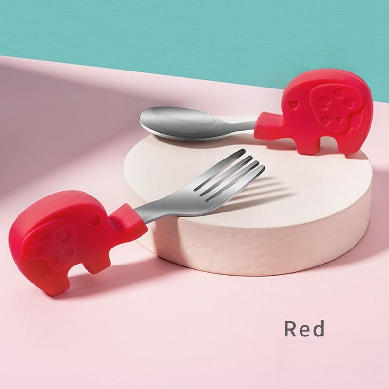 Children's Tableware 316 Stainless Steel Short Handle Fork Spoon, Baby Portable Training Auxiliary Food Spoon, Baby Fork Spoon
