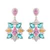 Cubic Zirconia Sweet Statement Flower Dangle Earrings for Women 2022 Fashion Temperament Wedding Earring