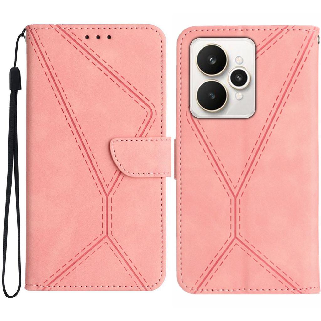 For Realme 15 5G/Realme 15 Pro 5G Case Skin Touch Lines Imprinted PU Leather Flip Phone Cover