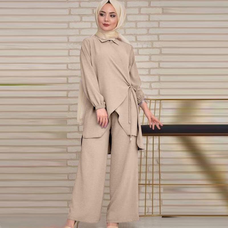 Autumn 2025 European & American Women's Loose Casual Muslim Fashion Two-Piece Set