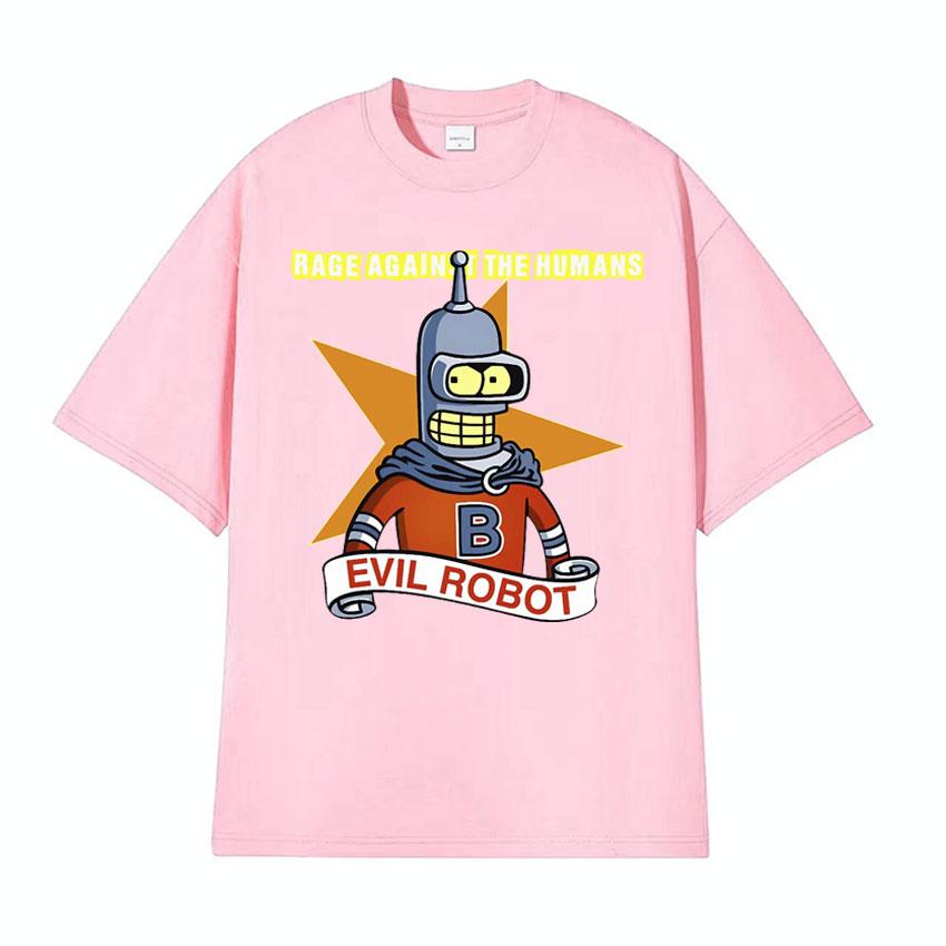 Against The Humans Robot Meme Tshirt Funny Bender Kill All Humans Cartoon T Shirt Men Women Casual High Quality Cotton Tshirt