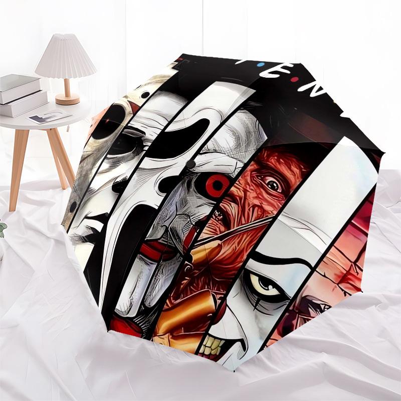 1pc Horror Movie Characters Friends Poster Umbrella with Plastic Handle,Suitable for All Seasons Home Travel Outdoor UmbrellaM1389