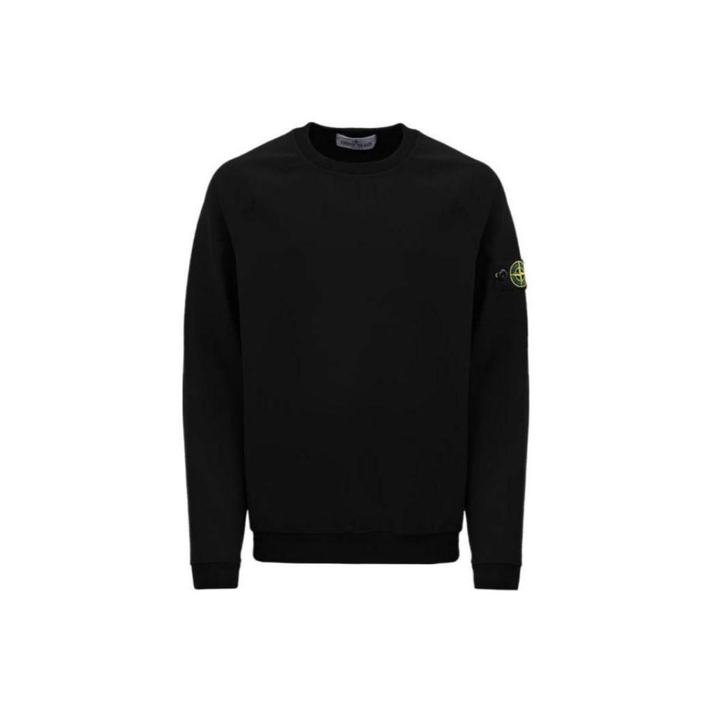 STONE ISLAND Футболка Детская Однотонная Значок с Логотипом Круглый Вырез Свободная Длинный Рукав Детские Топы Черный 791660344-V0029