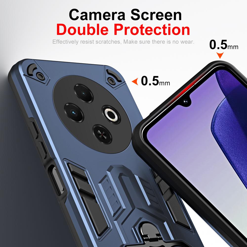 KEYSION Противоударный бронированный чехол для TECNO Spark 30C 4G Мягкий силикон+ПК Металлическая кольцевая подставка Чехол для телефона для для TECNO Spark 30 4G