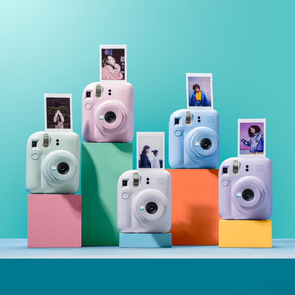 instax mini 12 clay camera, white.