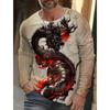 New Trend Street Style High Turning Rate Animal Dragon 3D Printing Cool T-shirt Warm Fashion Casual Men's Long Sleeve Round Neck