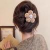 Vintage Large Plush Flower Hair Clips Girls Elegant Ponytail Braid Claw Hair Duckbill Clip Girls Headdress Gift