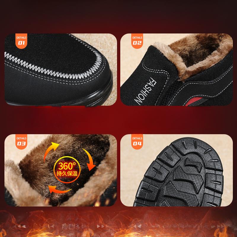 Мужская зимняя хлопковая обувь в стиле ретро с толстой подошвой, нескользящая, мягкая подошва, тканевая обувь для мужчин, модные, бархатные, теплые, мужские зимние ботинки