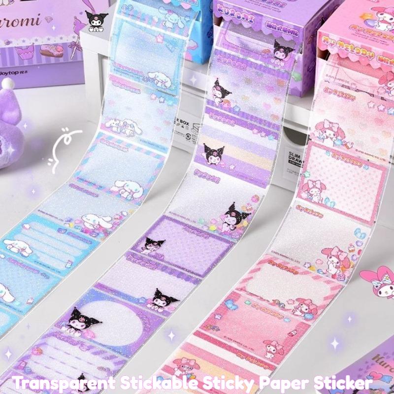 Kuromi Convenience Sticker Cartoon Transparent Stickable Sticky Paper Sticker Full Adhesive Multi Style Sanrio Label Sticker