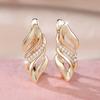 Luxury Gold Color Hollow Geometric Drop Earrings for Women Vintage Shiny Zircon Daily Wear Ethnic Jewelry