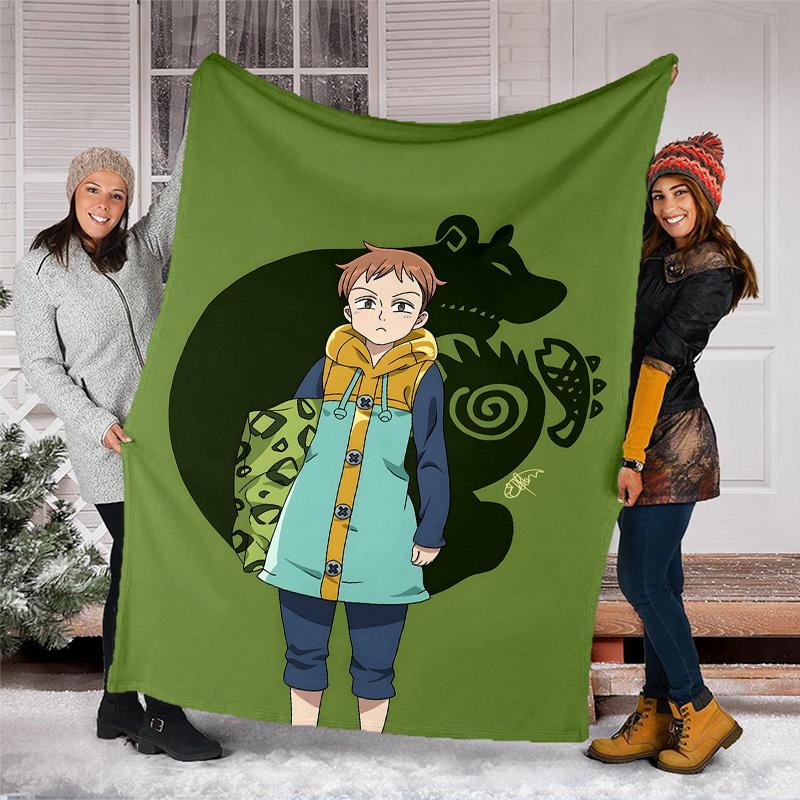 1pc Seven Deadly Sins1 Theme Soft Flannel Throw Blanket - Digital Print, Polyester, Cozy for All Seasons, Perfect for Outdoor, and Travel