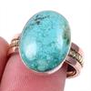 Natural Tibetan Turquoise Gemstone 925 Solid Silver Two Tone Ring Size 8US i8Y47